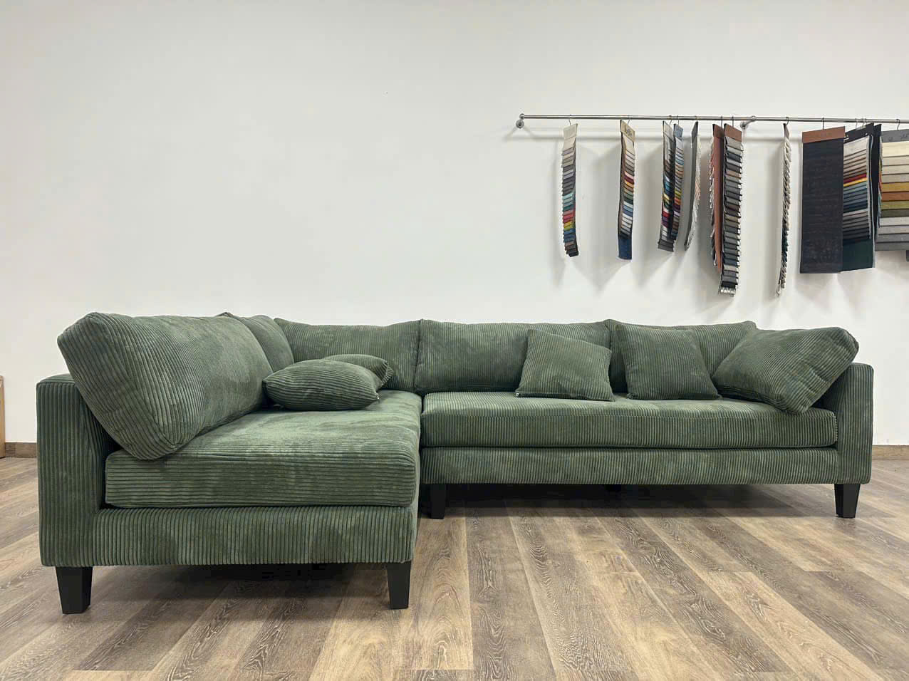 SOFA GÓC L VẢI GÂN XANH